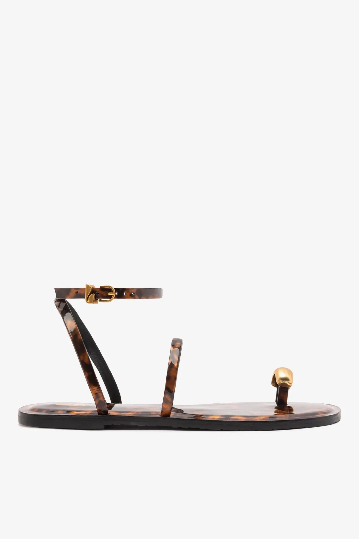 Biarritz Flat Sandal Tortoise Leather sold by Larroude