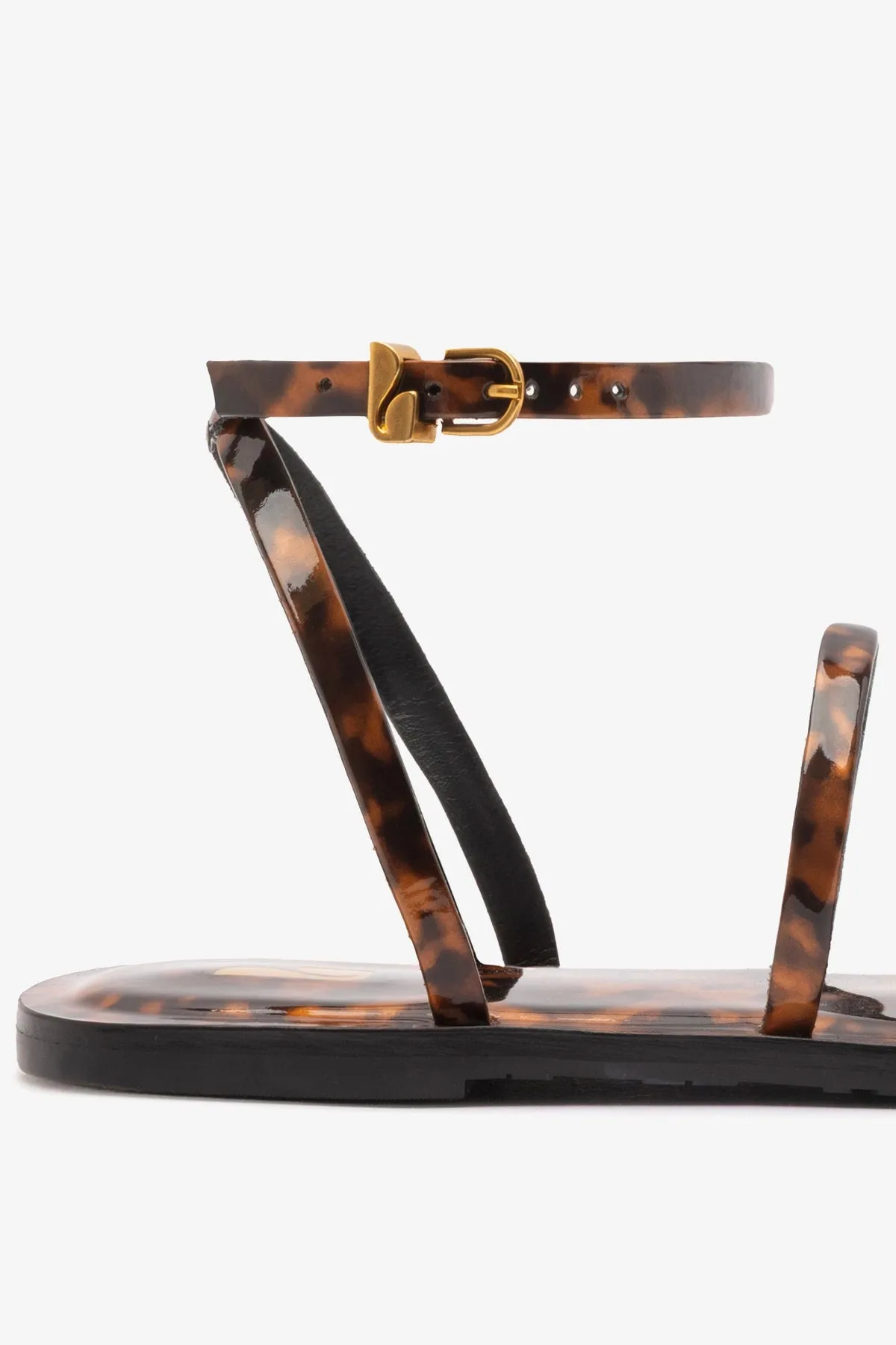 Biarritz Flat Sandal Tortoise Leather sold by Larroude product image thumbnail 4