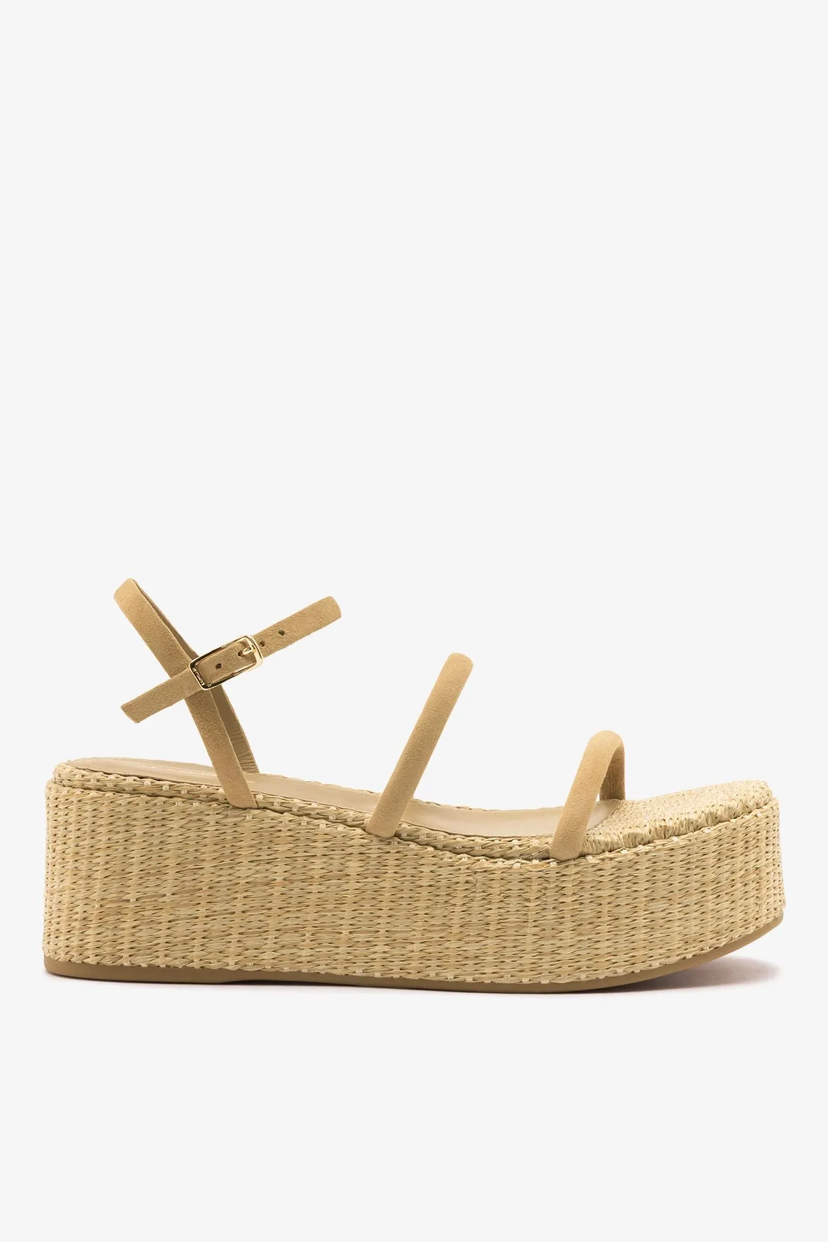 Gio Flatform Peanut Suede sold by Larroude
