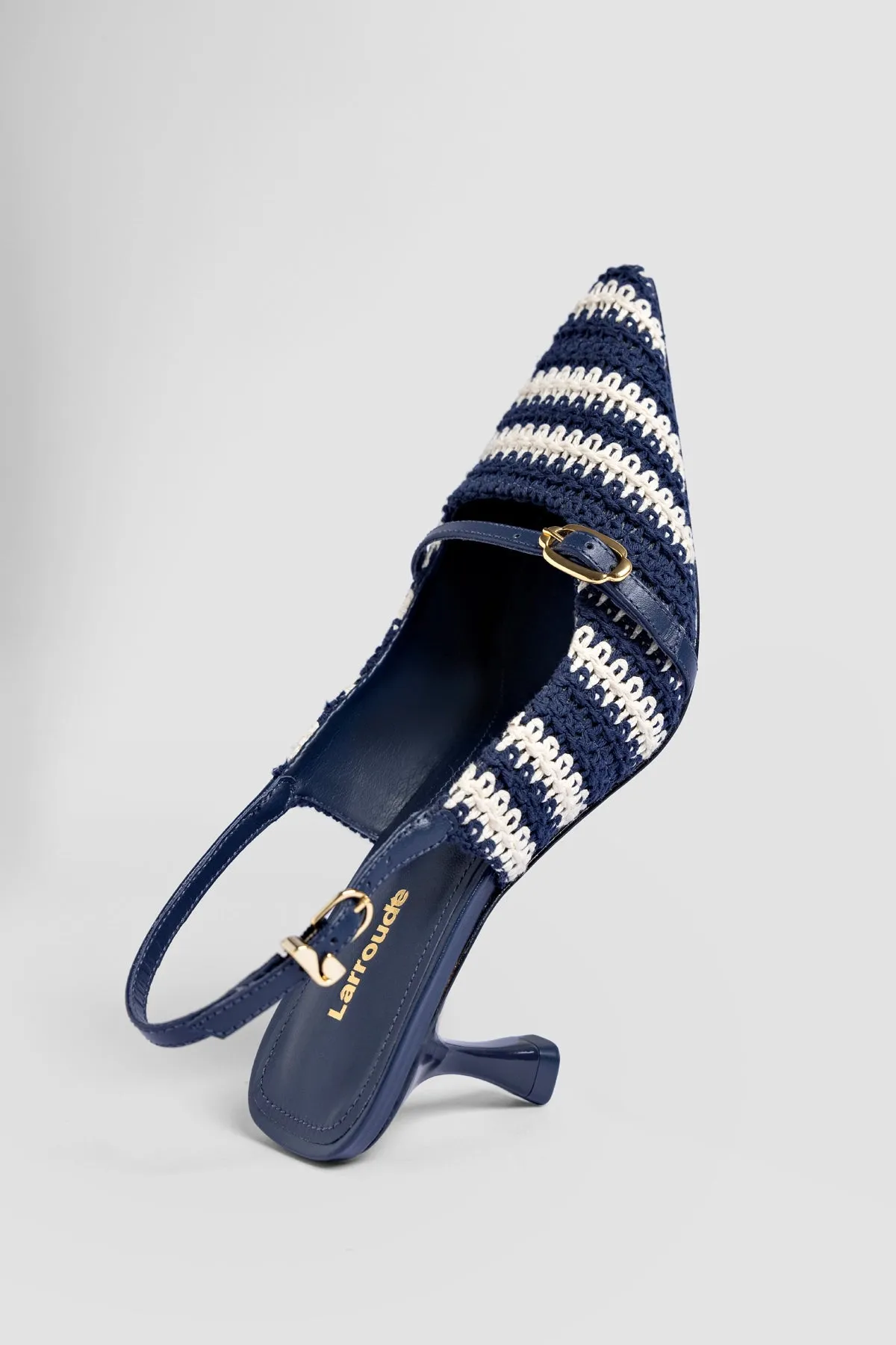 Ines Crochet Pump Striped Navy sold by Larroude product image thumbnail 2