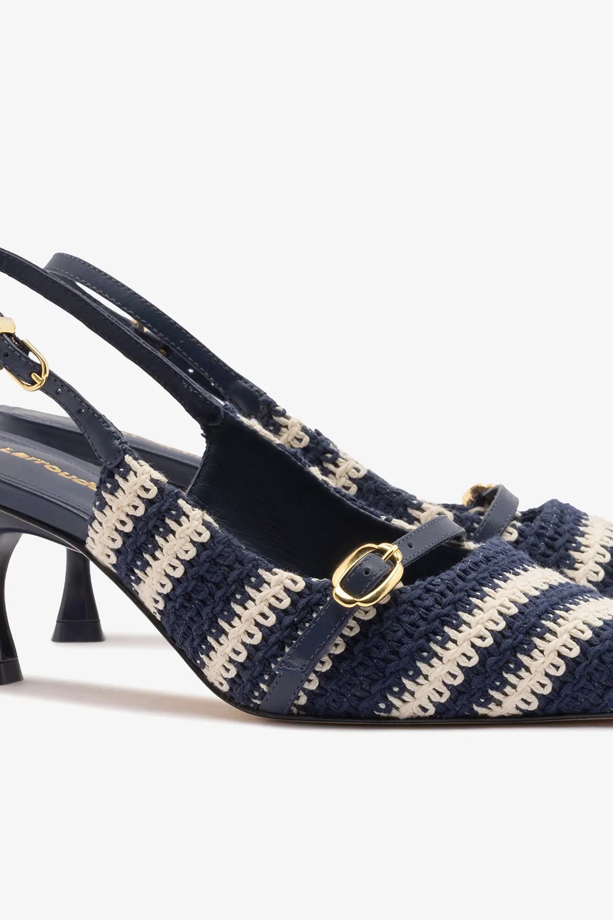Ines Crochet Pump Striped Navy sold by Larroude product image thumbnail 4