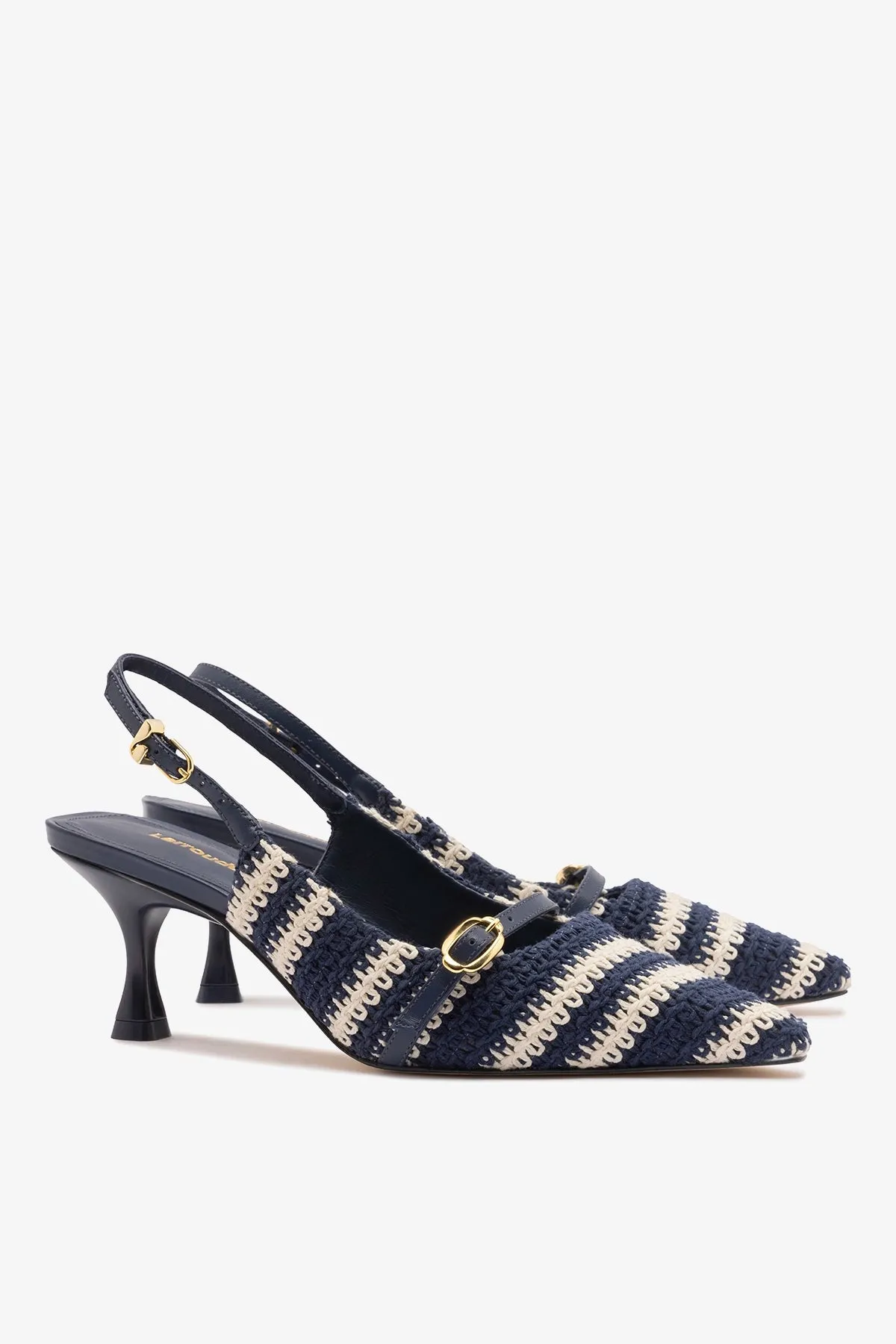 Ines Crochet Pump Striped Navy sold by Larroude product image thumbnail 3