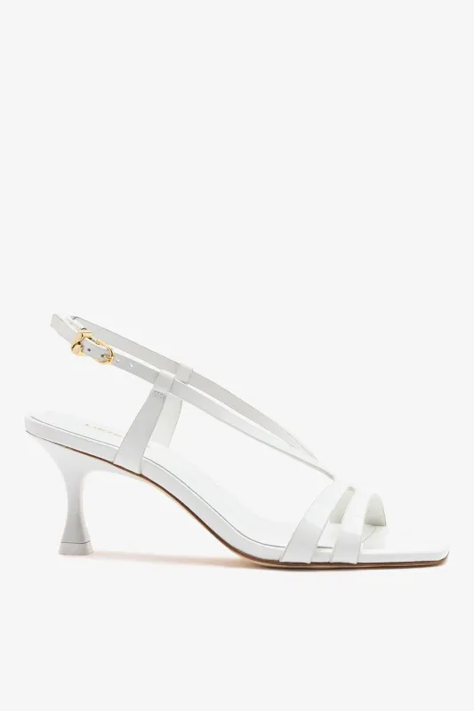 Daphne Sandal White Patent Leather made by Larroude