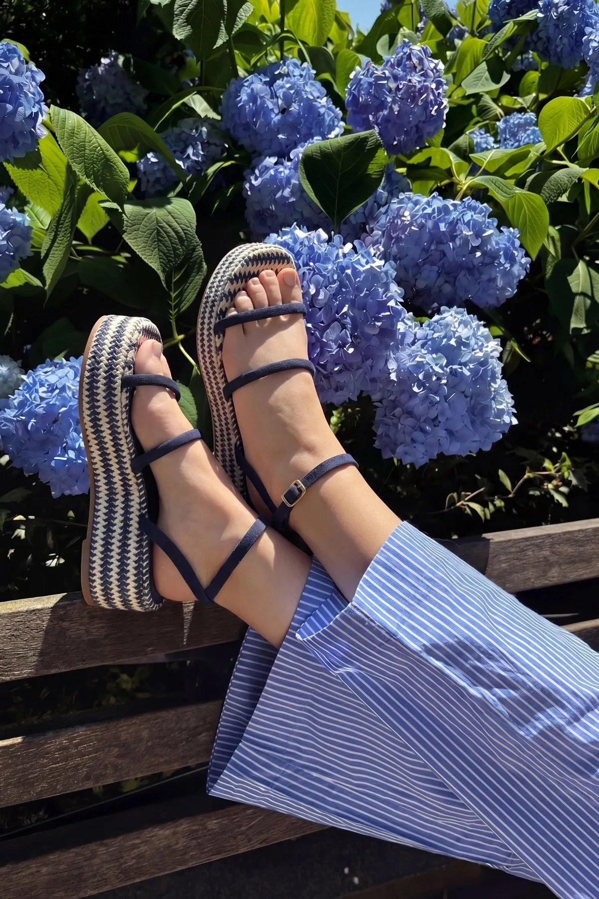 Gio Flatform Navy Suede sold by Larroude product image thumbnail 2