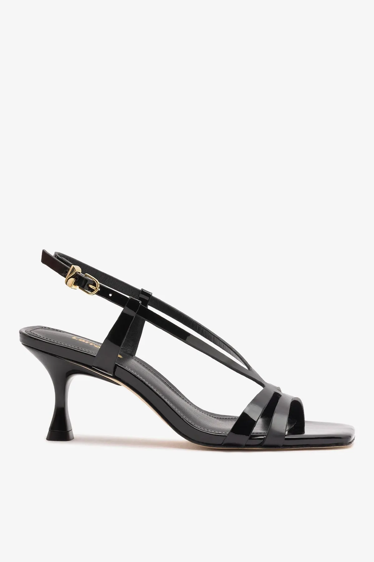 Daphne Sandal Black Patent Leather sold by Larroude