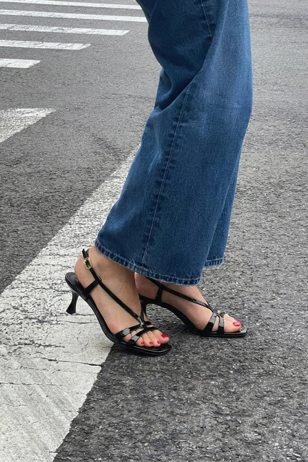 Daphne Sandal Black Patent Leather sold by Larroude product image thumbnail 2