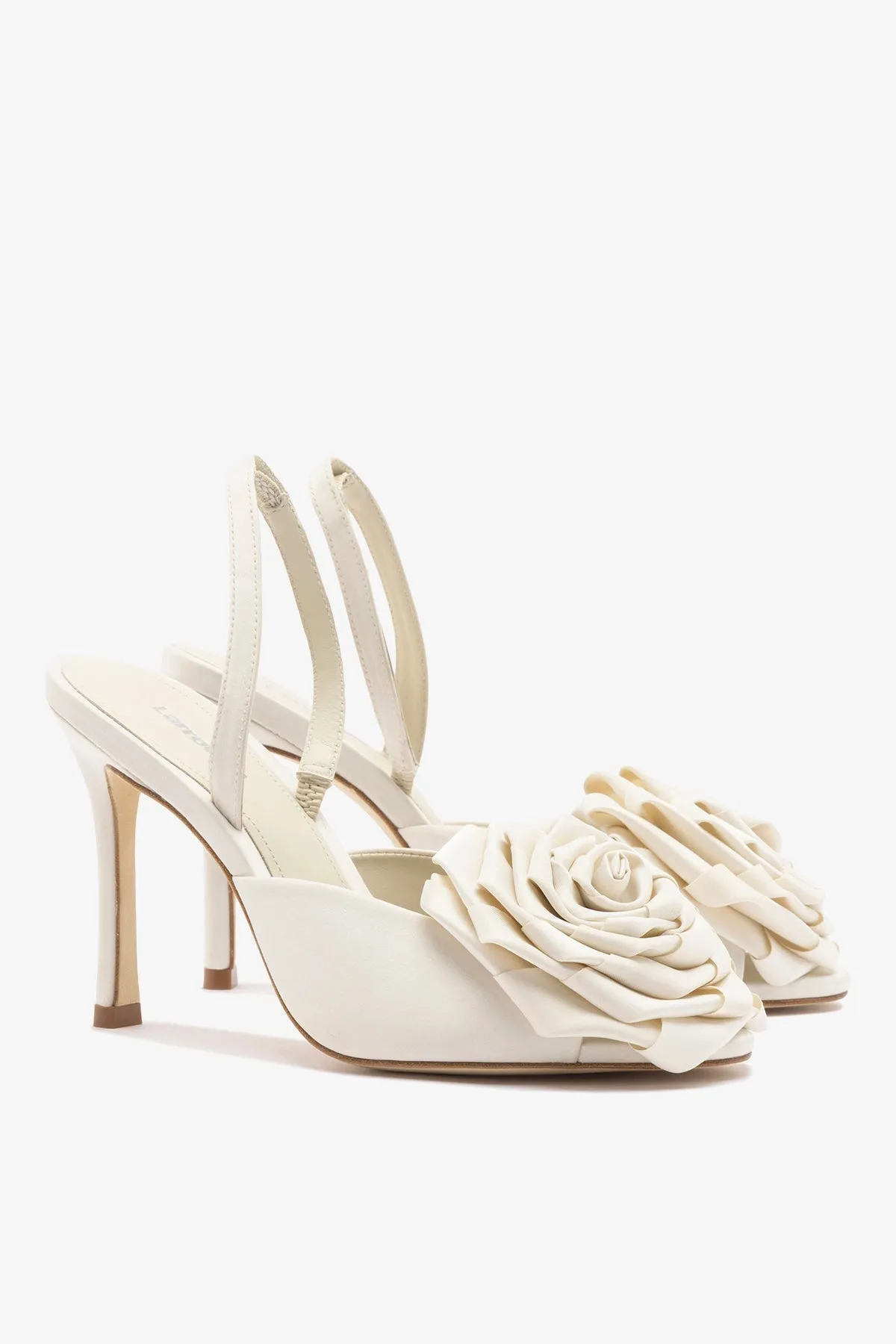 Scarlet Sandal White Satin sold by Larroude product image thumbnail 3