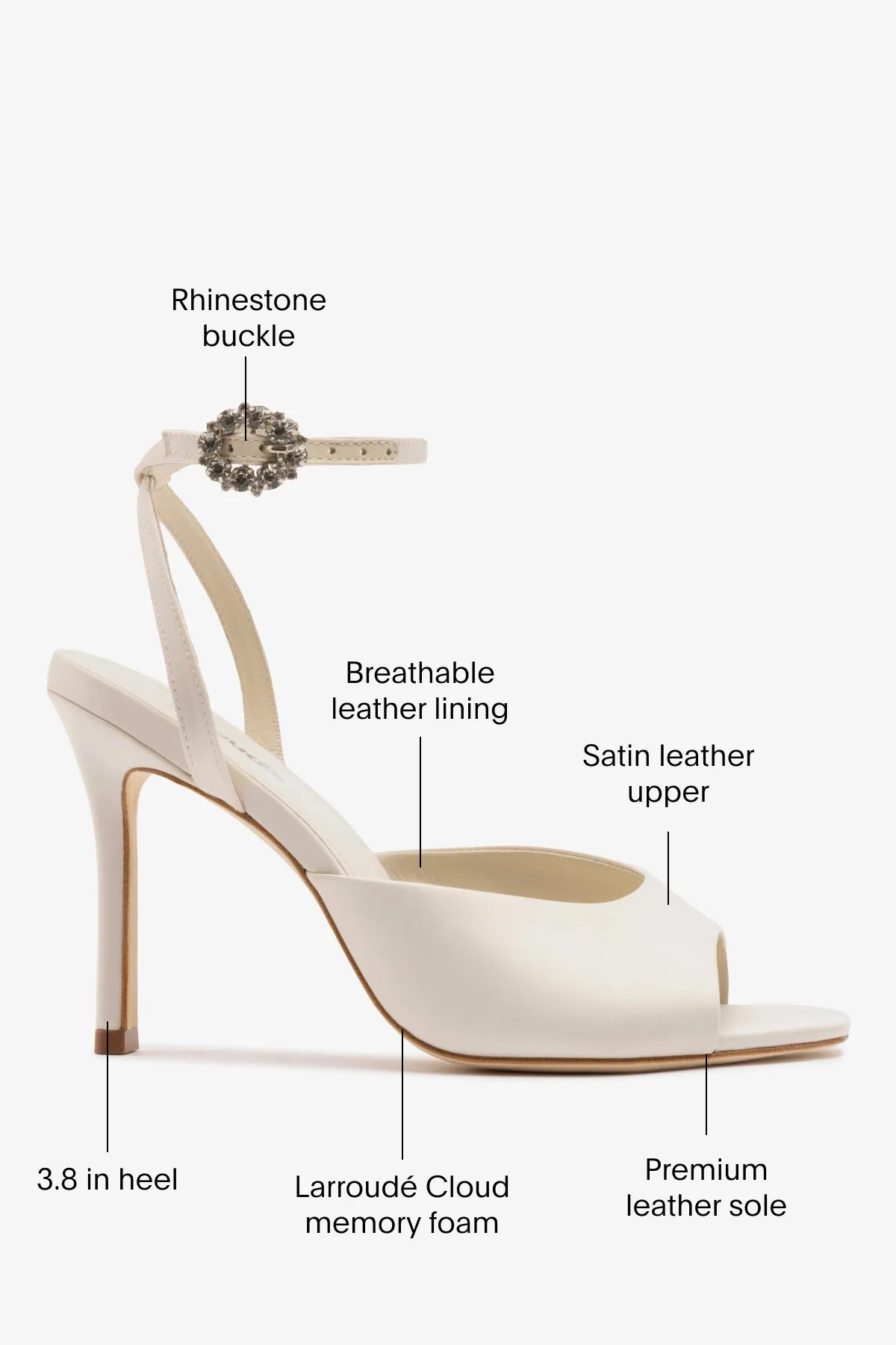Jasmine Sandal White Satin sold by Larroude product image thumbnail 5
