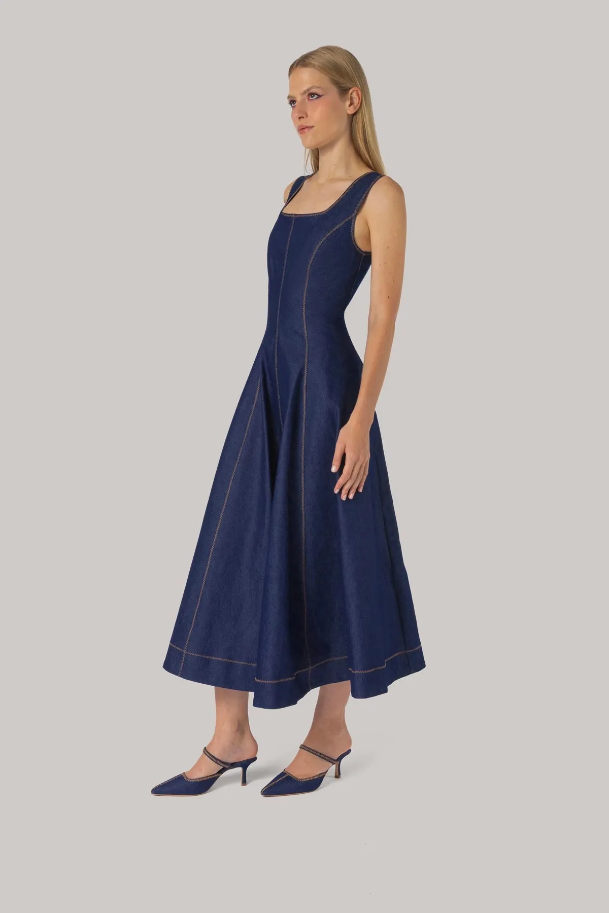 Sophia Dress Blue Denim sold by Larroude product image thumbnail 3