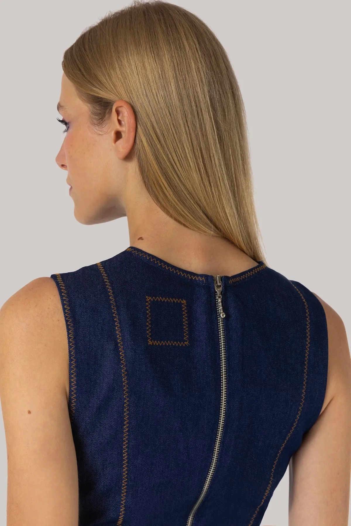 Sarah Dress Blue Denim sold by Larroude product image thumbnail 3