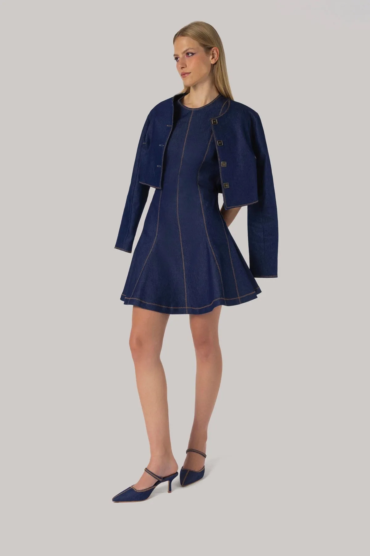 Sarah Dress Blue Denim sold by Larroude product image thumbnail 4