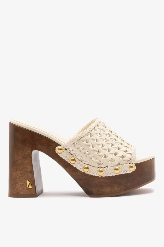 Larroudé x Kenneth Cole: Macrame Mule Ivory Leather made by Larroude