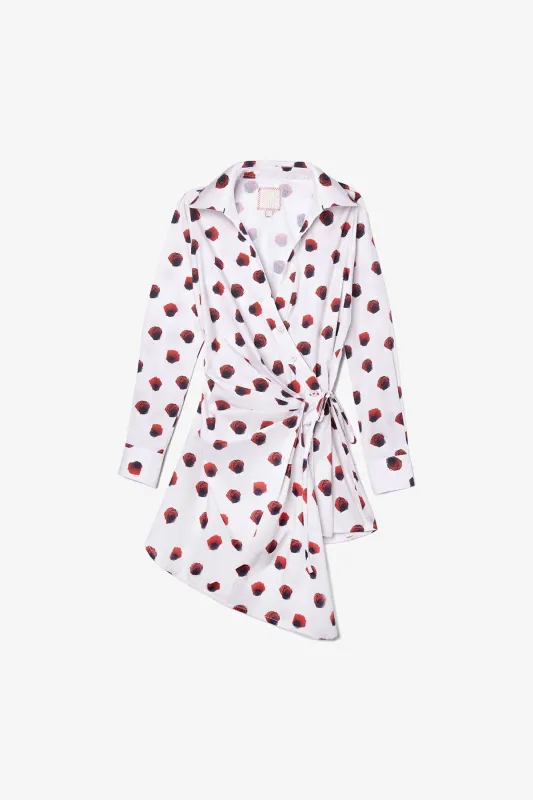 Sashi Wrap Dress White Floral Cotton made by Larroude