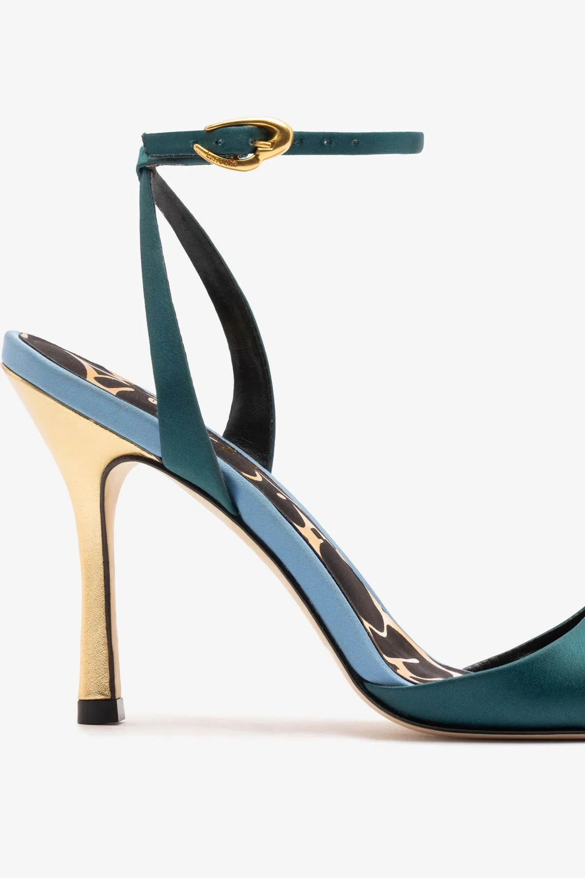 Freya Sandal Teal Satin sold by Larroude product image thumbnail 4