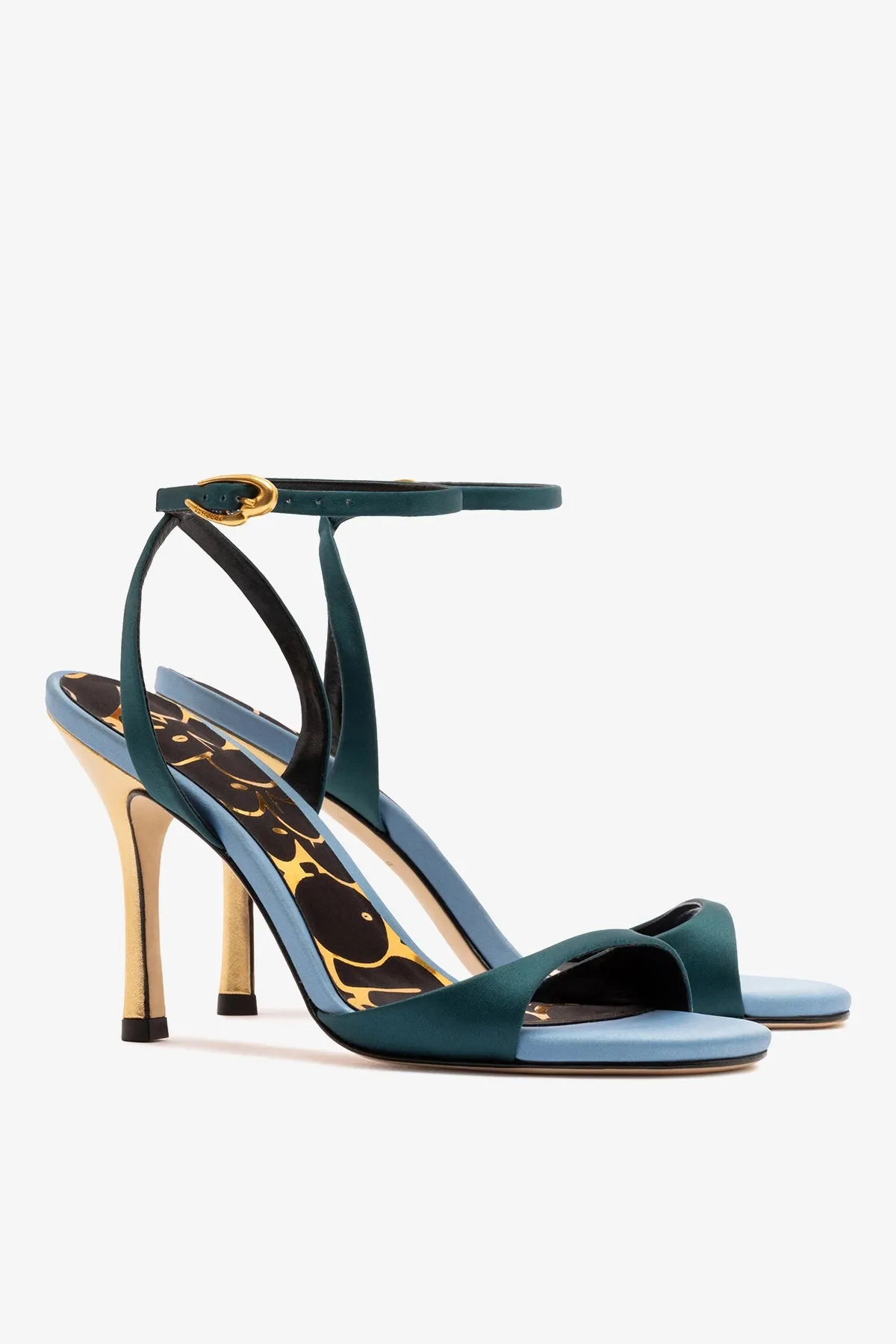 Freya Sandal Teal Satin sold by Larroude product image thumbnail 3