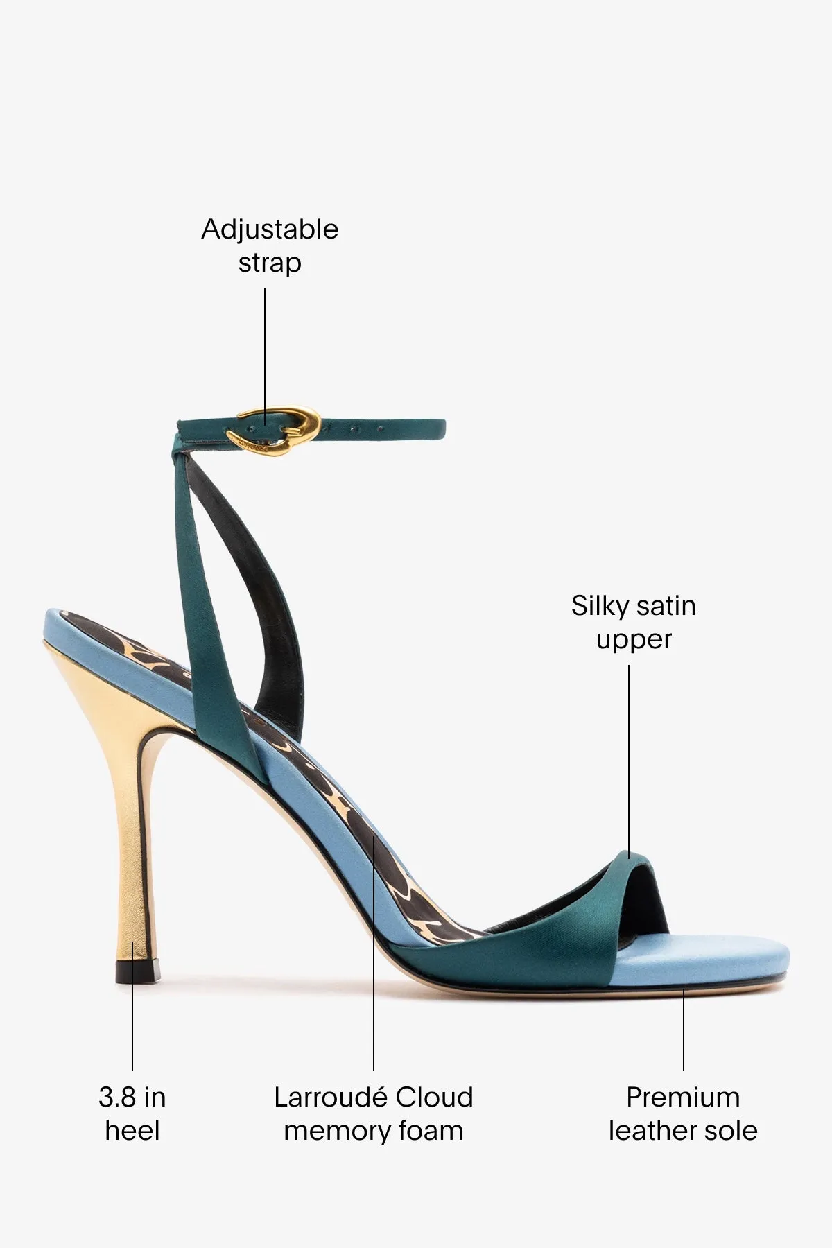 Freya Sandal Teal Satin sold by Larroude product image thumbnail 5