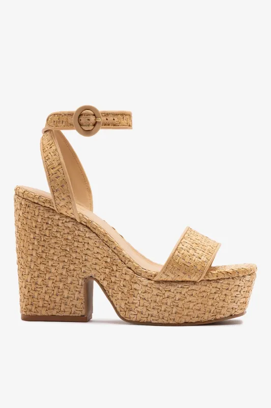 Cher Strap Sandal Natural Raffia made by Larroude