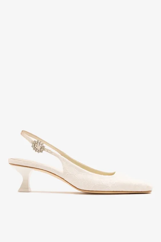 Larroudé x Markarian: Amal Pump White Lace made by Larroude