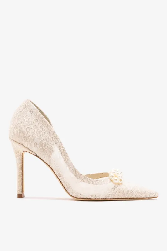 Larroudé x Markarian: D'Orsay Pump White Lace made by Larroude