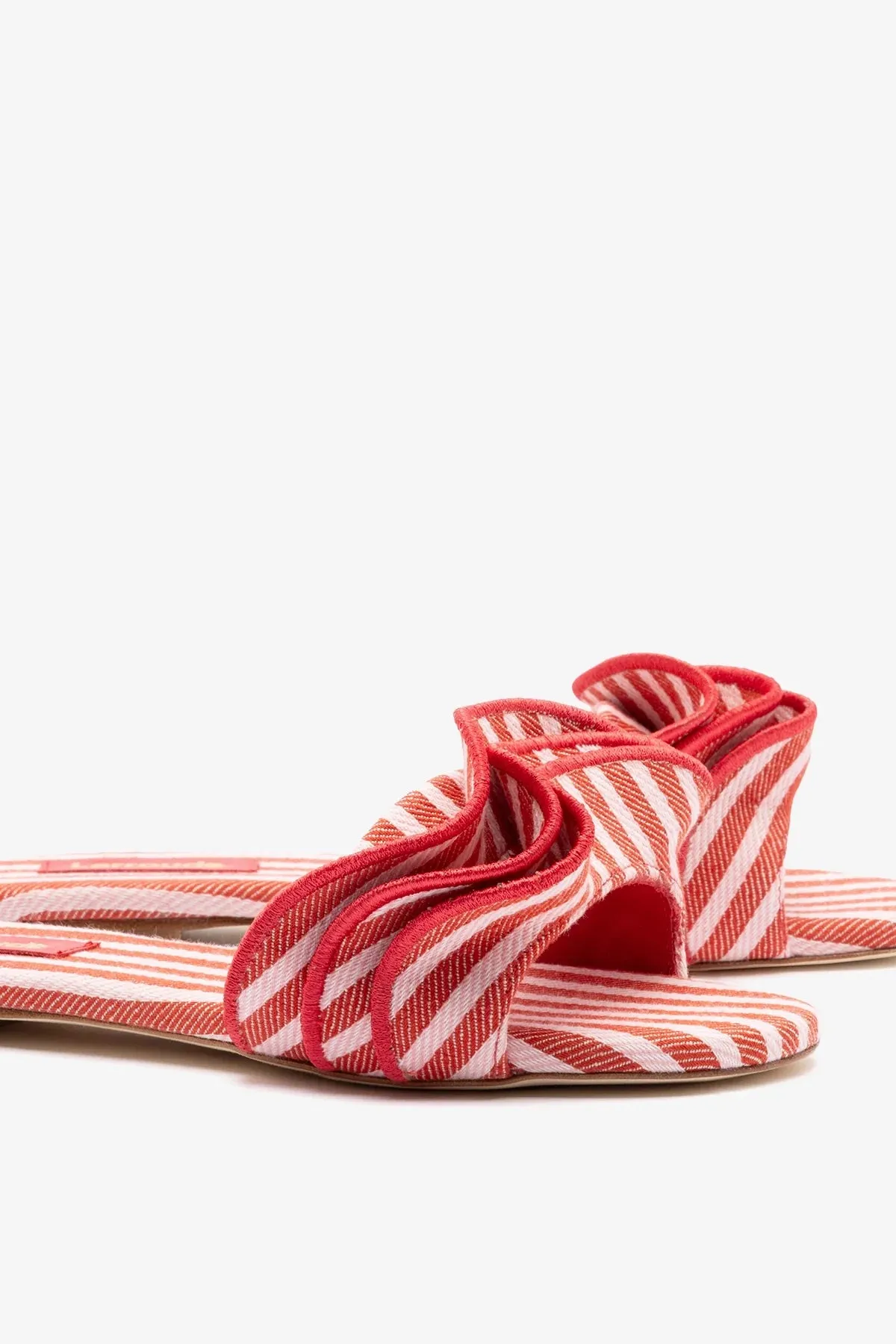 Ivy Ruffle Flat Carmine Striped Canvas sold by Larroude product image thumbnail 4