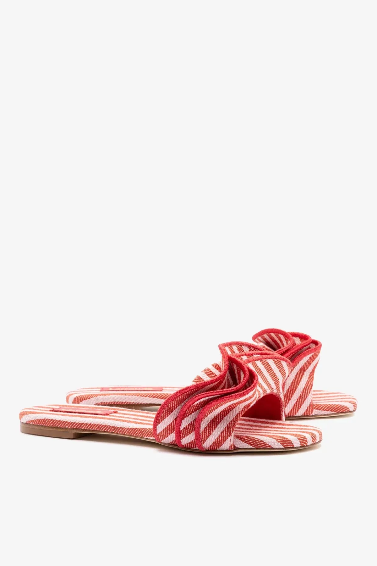 Ivy Ruffle Flat Carmine Striped Canvas sold by Larroude product image thumbnail 3
