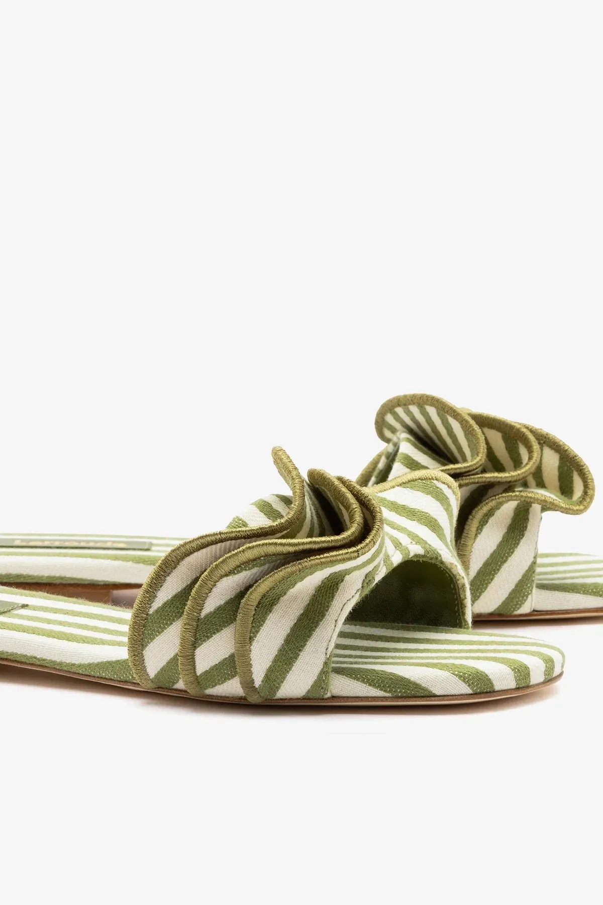 Ivy Ruffle Flat Seaweed Striped Canvas sold by Larroude product image thumbnail 4