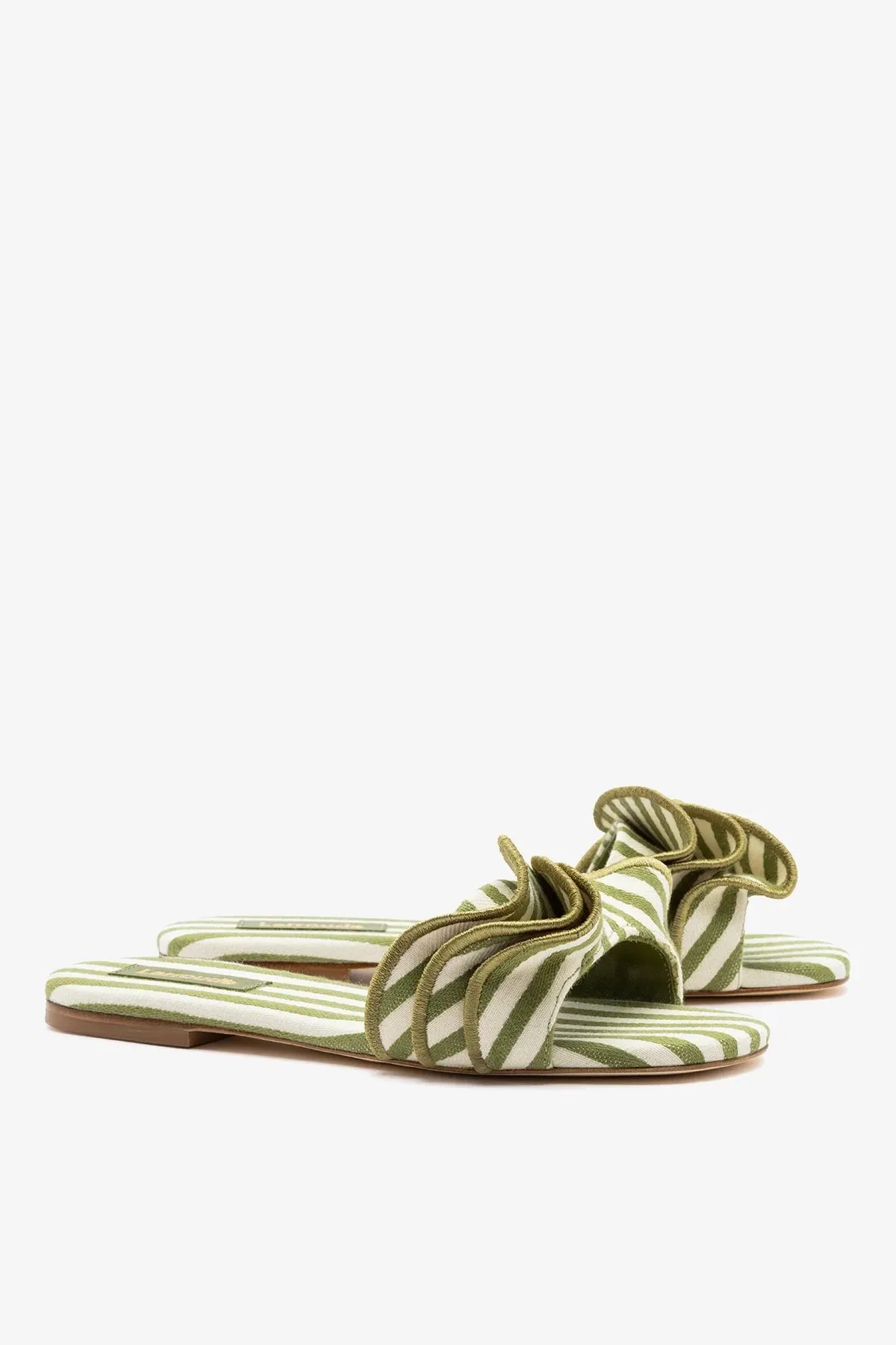 Ivy Ruffle Flat Seaweed Striped Canvas sold by Larroude product image thumbnail 3