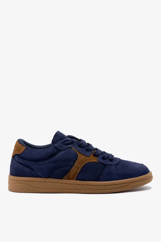 George Sneaker Navy Suede made by Larroude