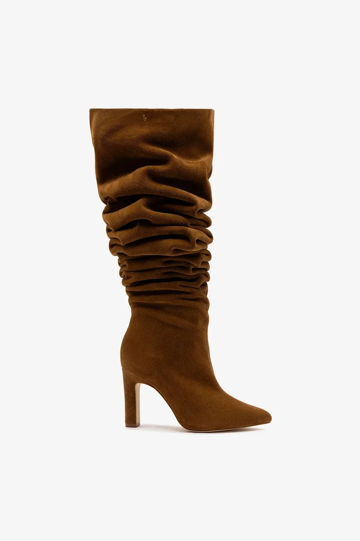 Cindy Slouch Boot Russet Suede sold by Larroude