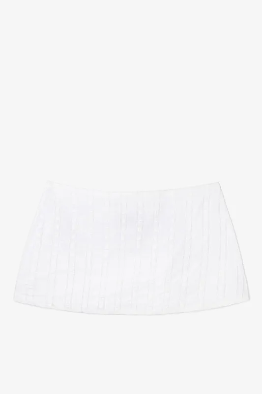 Ava Mini Skirt Striped White Cotton made by Larroude