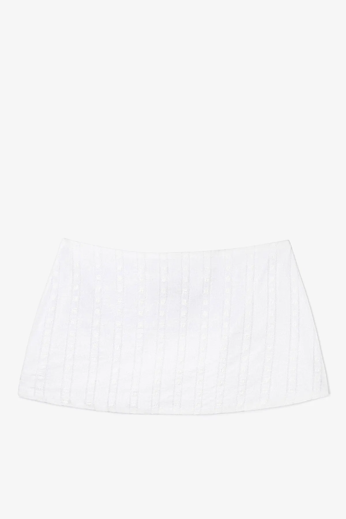 Ava Mini Skirt Striped White Cotton sold by Larroude