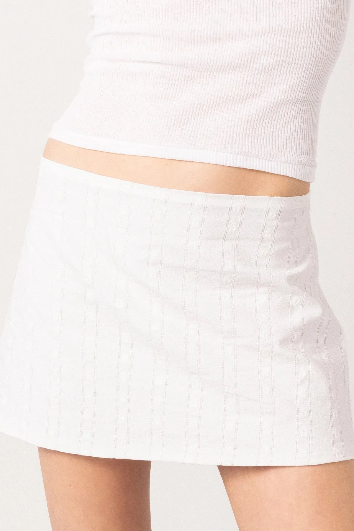 Ava Mini Skirt Striped White Cotton sold by Larroude product image thumbnail 4