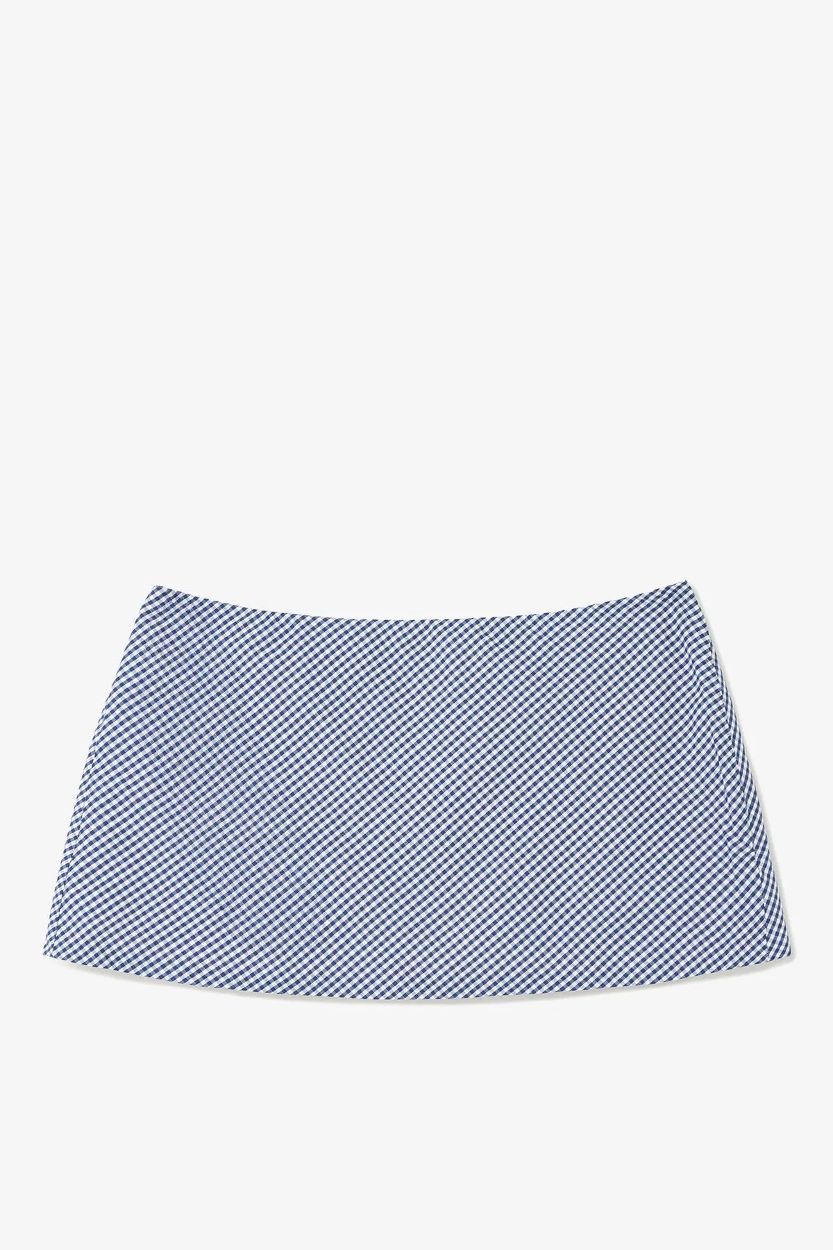 Ava Mini Skirt Navy Gingham Cotton sold by Larroude