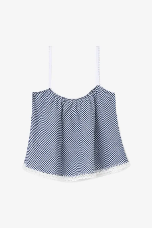 The Perfect Tank Top Navy Gingham Cotton made by Larroude