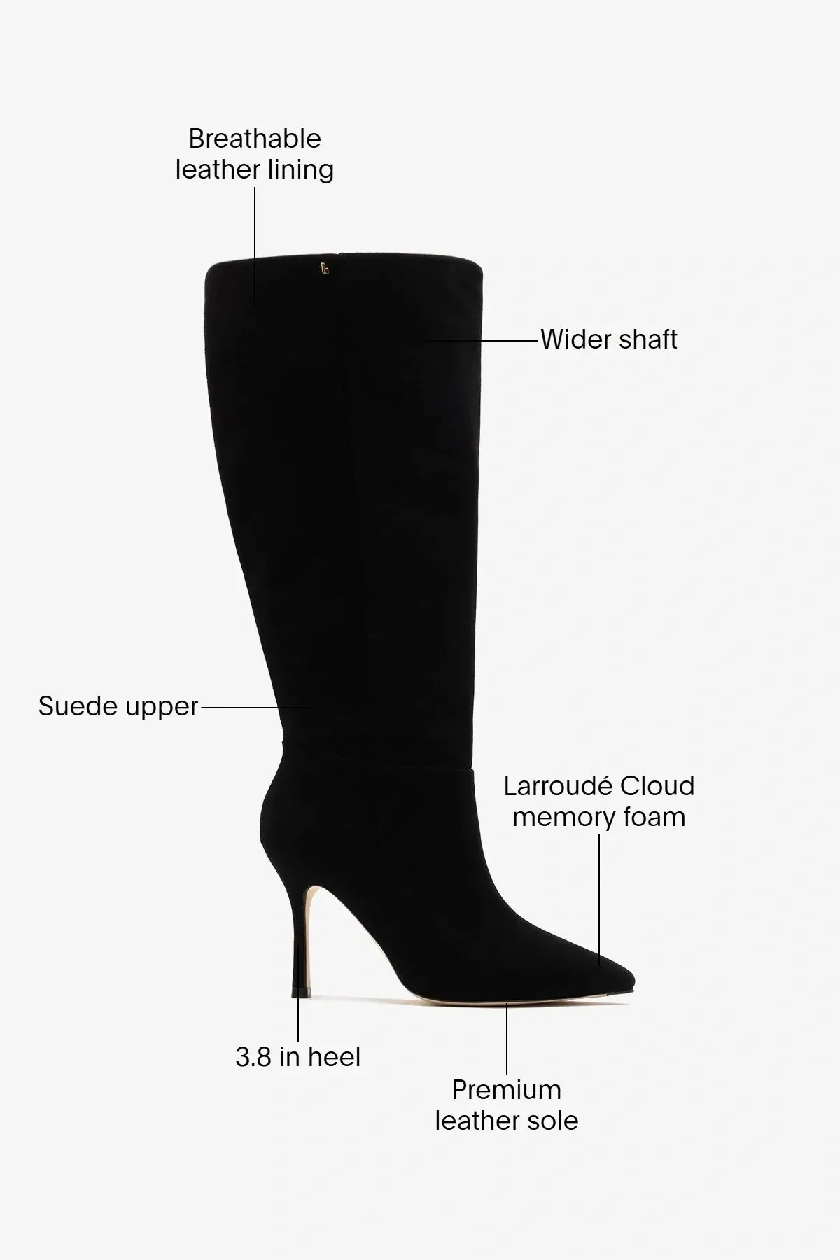 Kate Wide Boot Black Suede sold by Larroude product image thumbnail 5