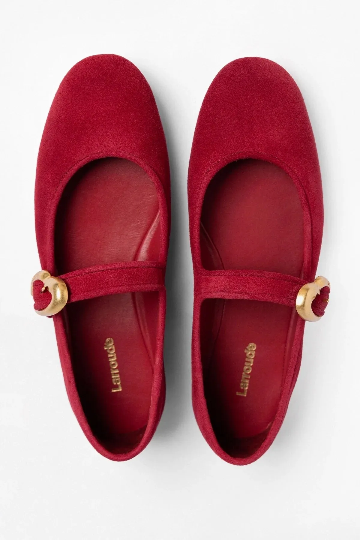 Verona Ballet Flat Lipstick Red Suede sold by Larroude product image thumbnail 3