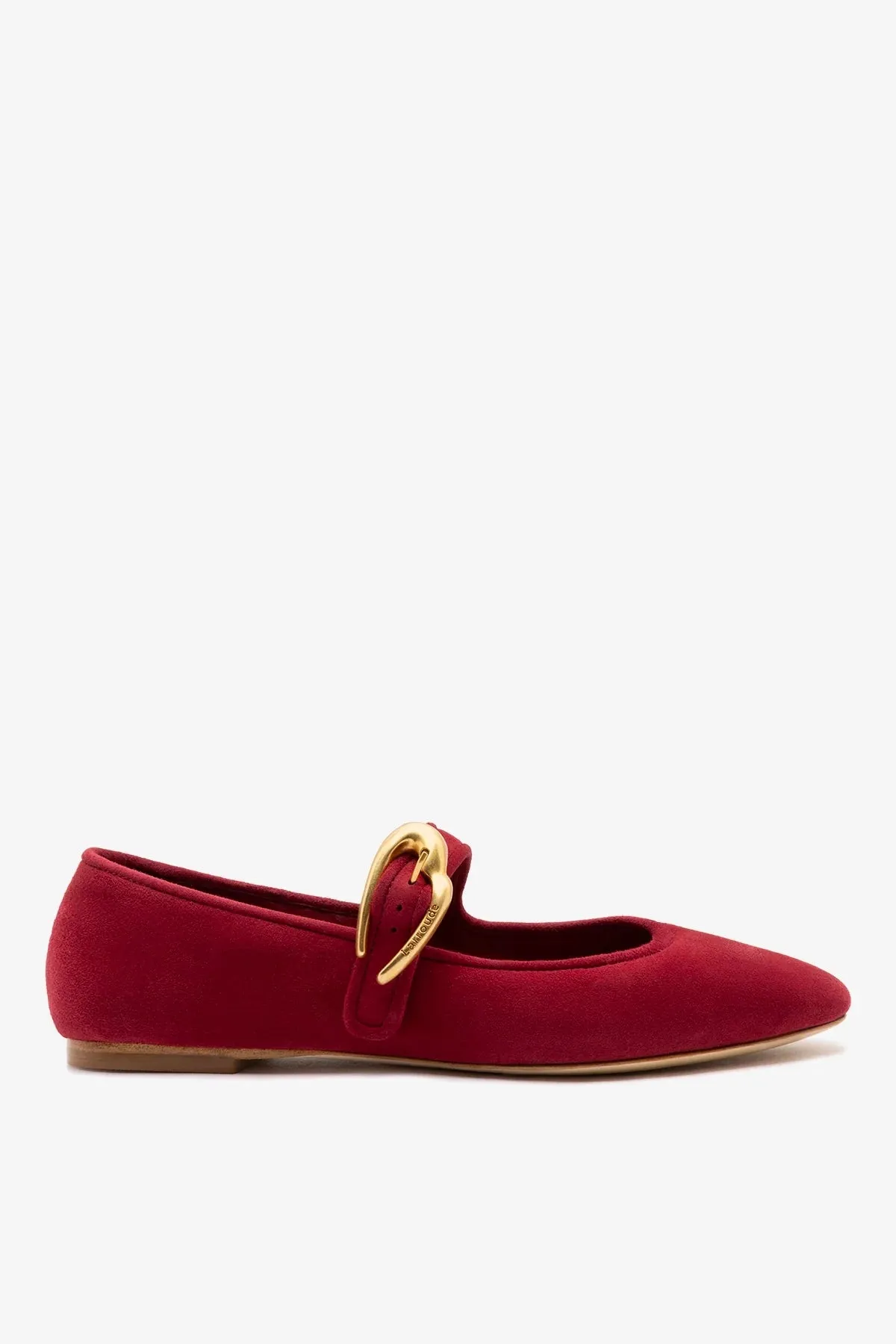 Verona Ballet Flat Lipstick Red Suede sold by Larroude