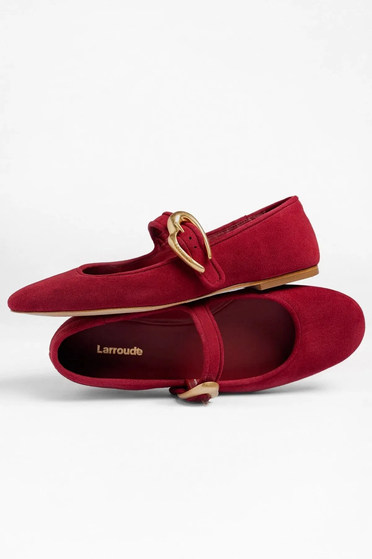 Verona Ballet Flat Lipstick Red Suede sold by Larroude product image thumbnail 2