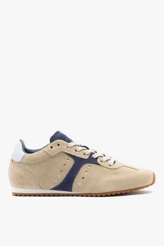 Stella Sneaker Oyster Gray Suede made by Larroude