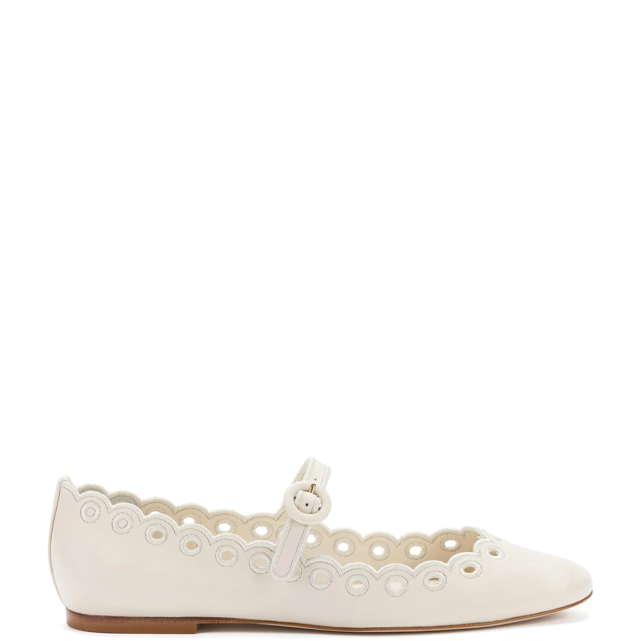 Blair Broderie Ballet Flat In Ivory Leather sold by Larroude