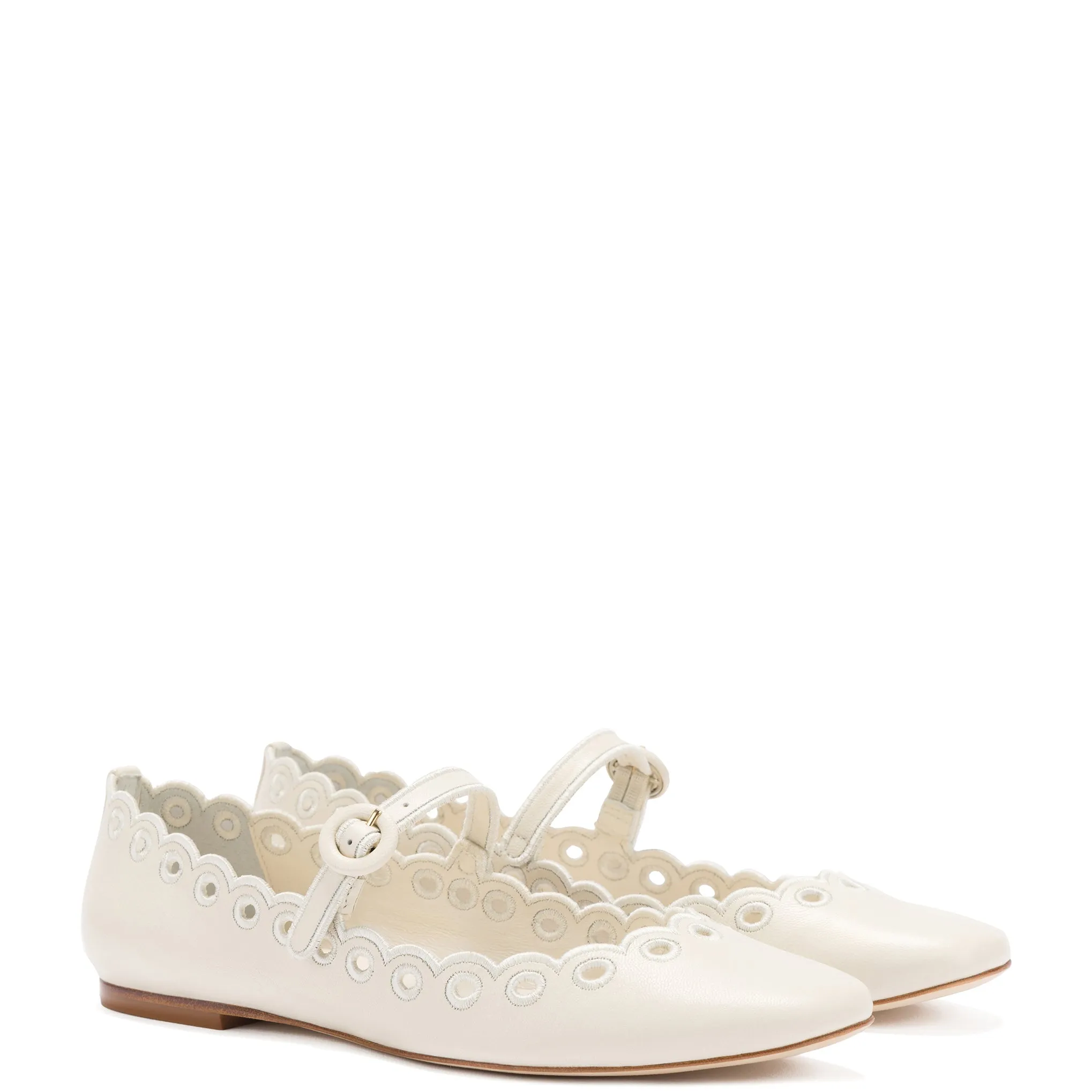 Blair Broderie Ballet Flat In Ivory Leather sold by Larroude product image thumbnail 2
