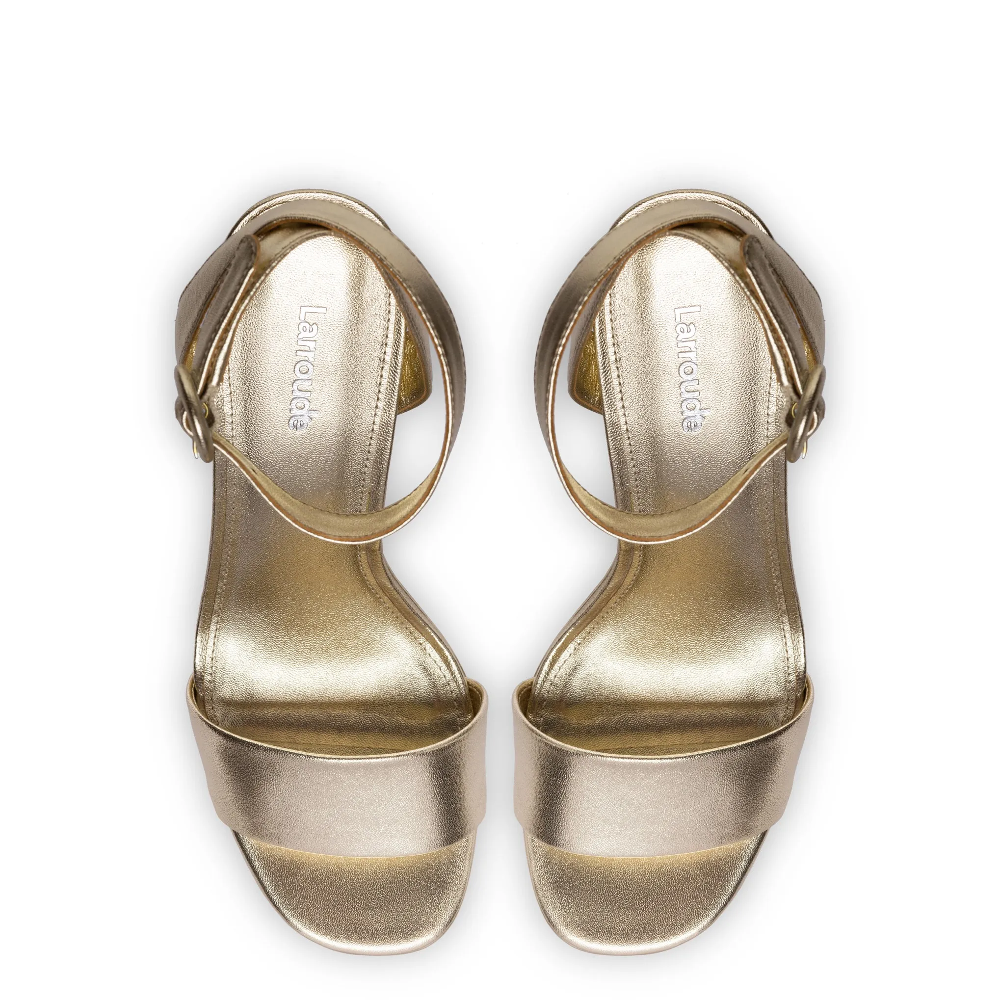 Dolly Sandal In Platina Metallic Leather sold by Larroude product image thumbnail 3