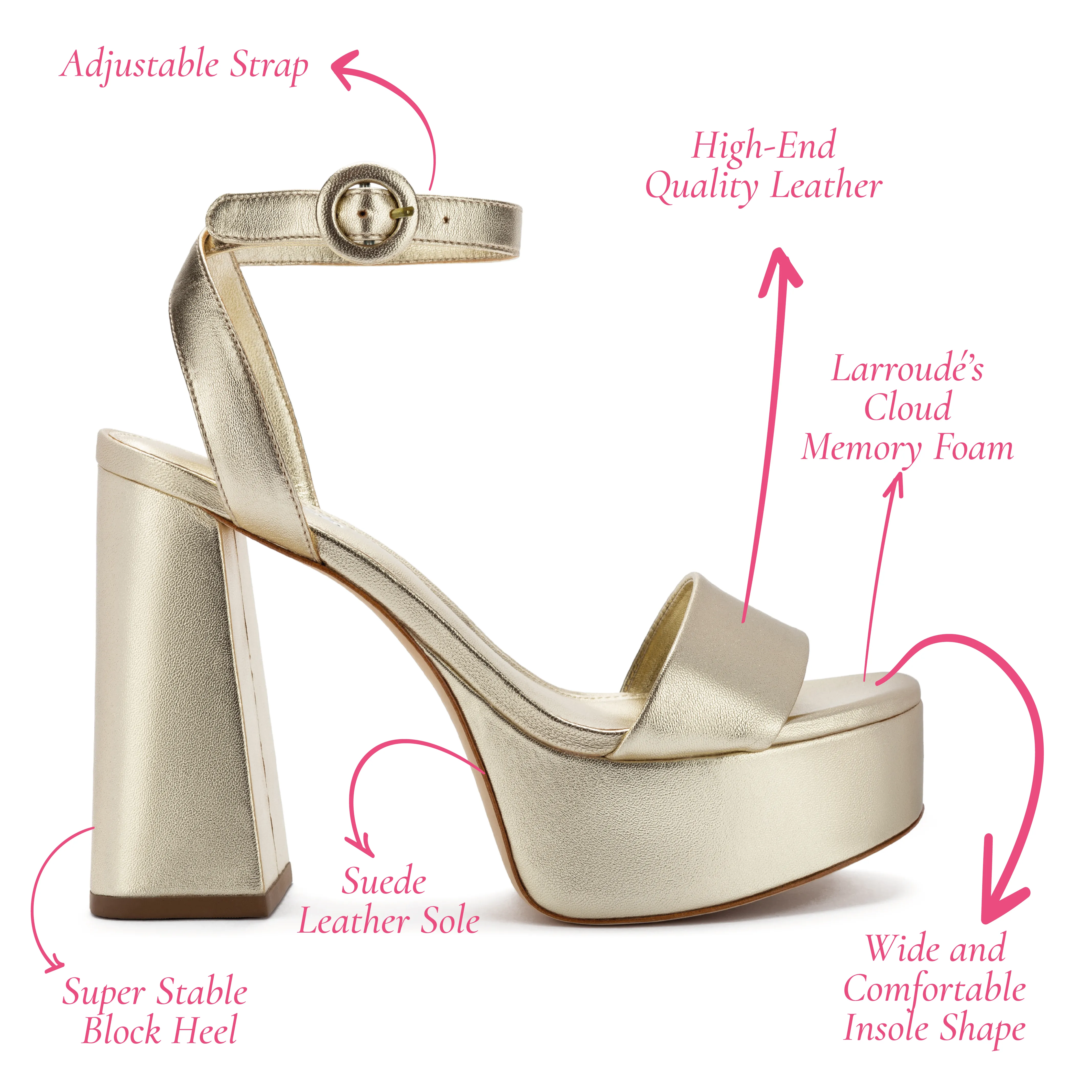 Dolly Sandal In Platina Metallic Leather sold by Larroude product image thumbnail 5