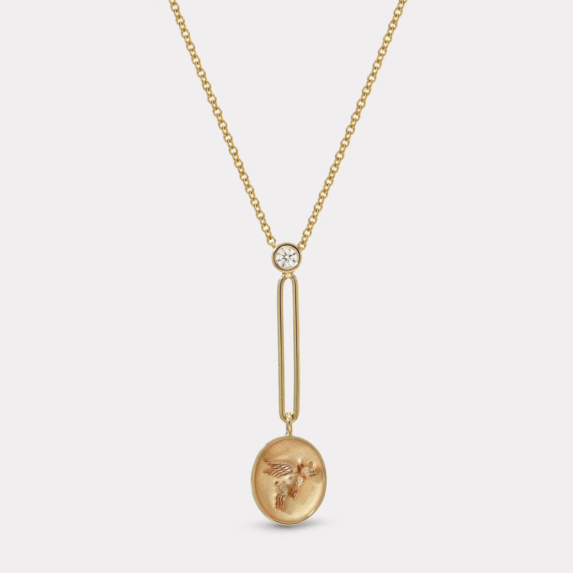 Fantasy Signet Pendant Necklace - Flying Pig sold by Larroude