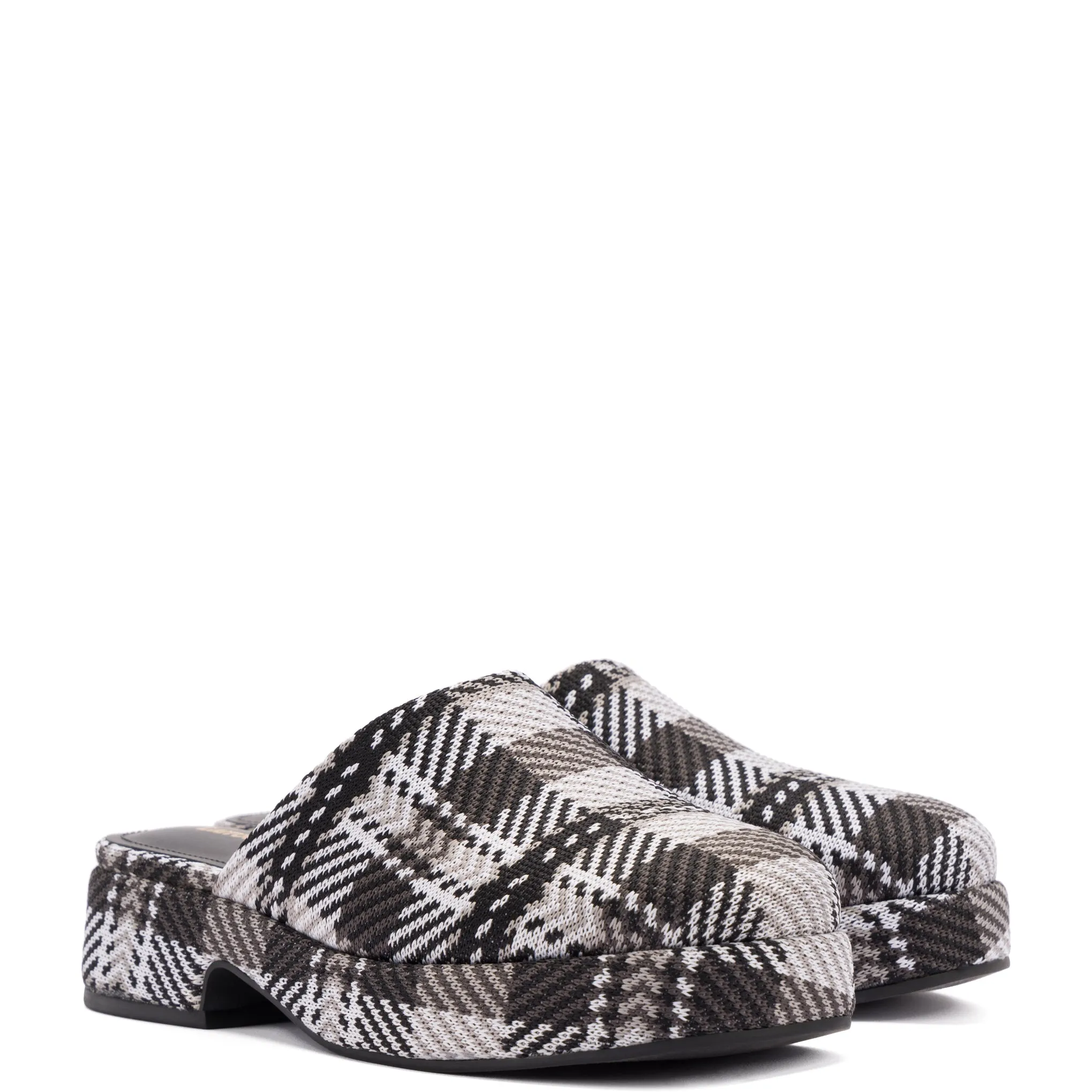 Miso Flatform Clog In Black and White Plaid Knit sold by Larroude product image thumbnail 2