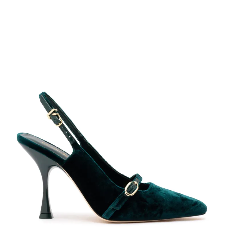 Ines Hi Pump In Jungle Velvet sold by Larroude