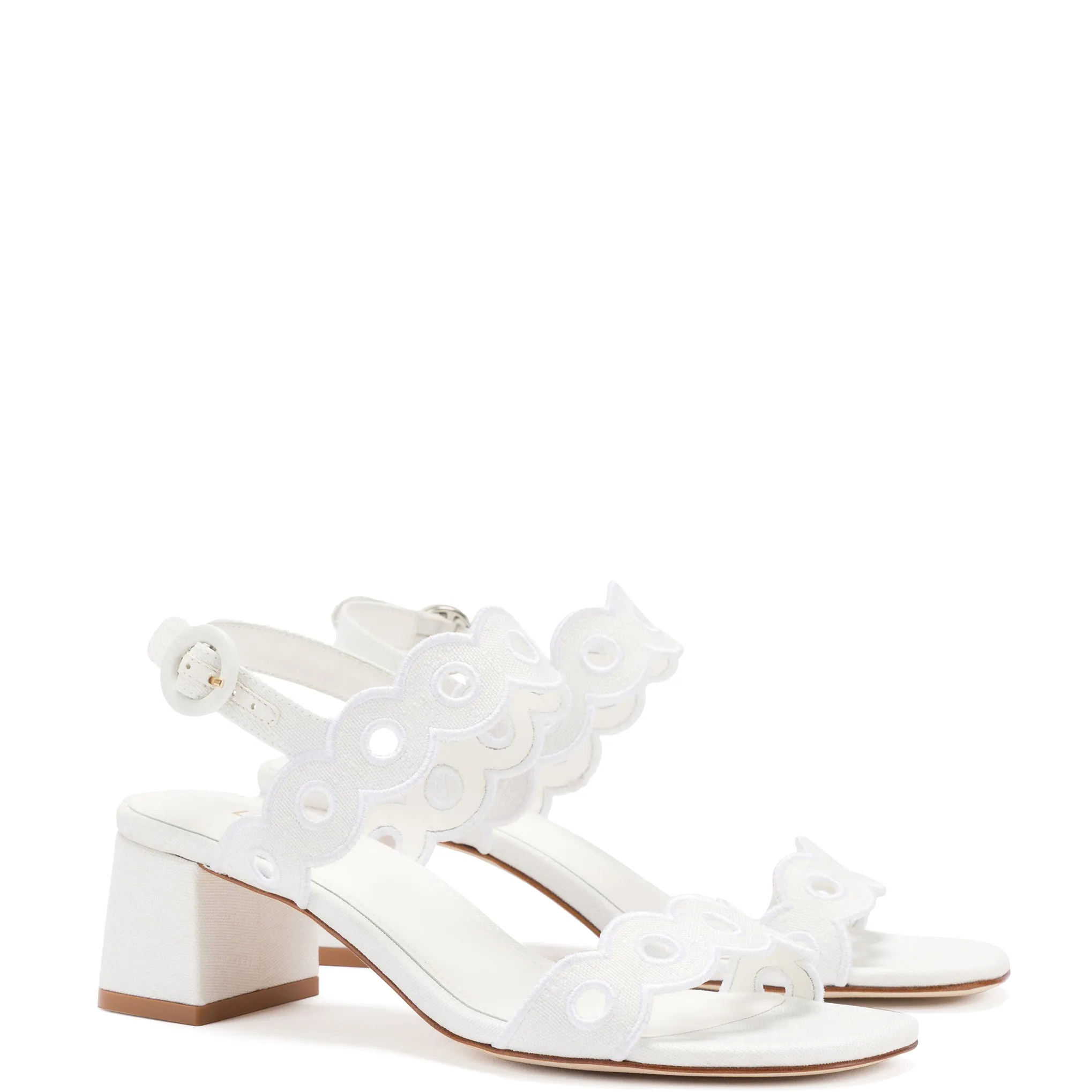 Florence Broderie Sandal In White Raffia sold by Larroude product image thumbnail 2