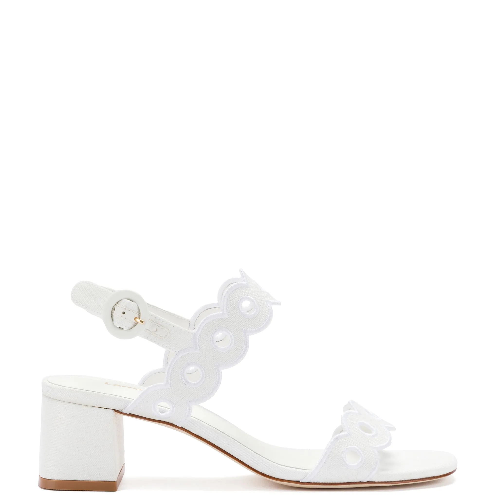 Florence Broderie Sandal In White Raffia sold by Larroude