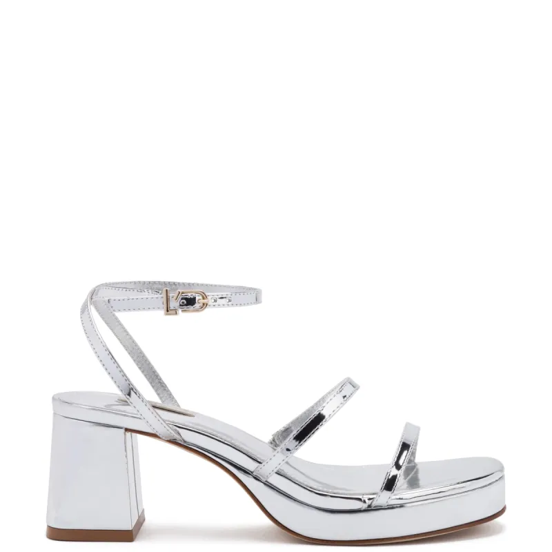 Gio Sandal In Silver Specchio sold by Larroude