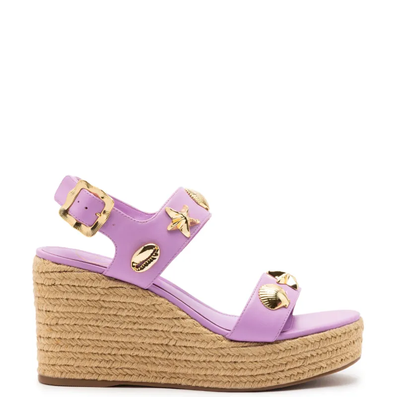 Madison Espadrille In Lilac Leather sold by Larroude